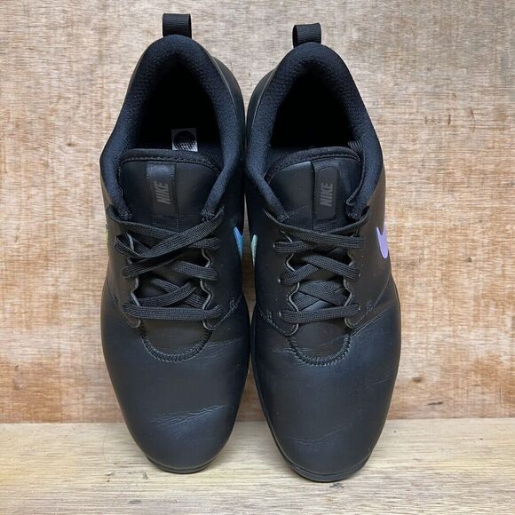 Nike Roshe G Tour Men's 9 Shoes Triple Black Leather Lace Up Running Golf Cleats - Picture 5 of 10